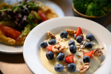 table breakfast, fresh products