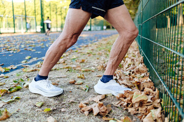 Man stretching for warming up before running or working out