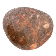 Top view of single red pebble