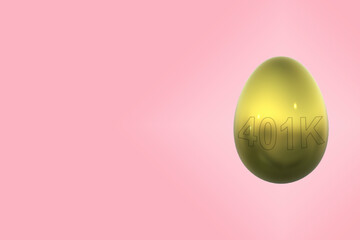 Large gold golden egg eggs savings investments pension pot nest egg concept stamped enbossed 401K