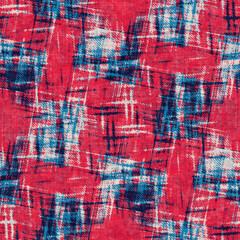 Multi Watercolor-Dyed Canvas Effect Textured Checked Pattern