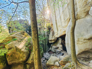 dovbush rocks Ukraine spring forest