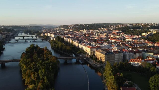 Prague Vitava river and the old town 