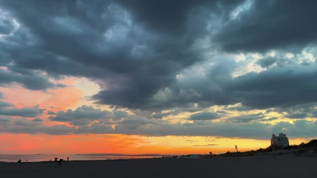 Beautiful sunset in Grande motte, France