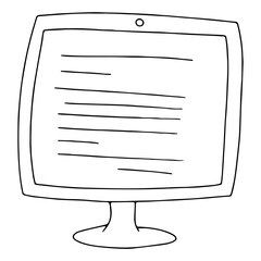 Doodle vector computer monitor icon