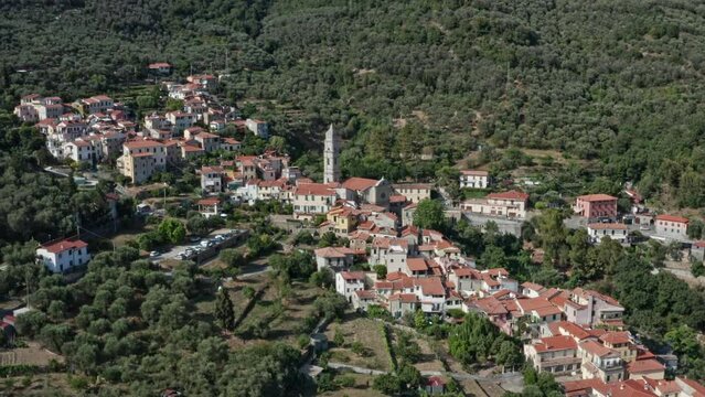 Drone footage flying around the church of Montegrazie