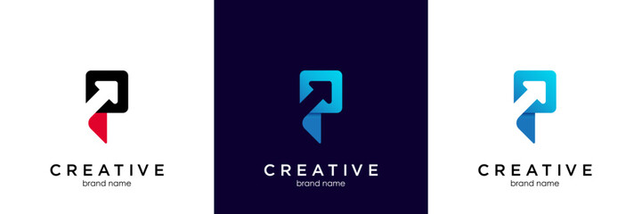 pay letter p with arrow logo concept - obrazy, fototapety, plakaty