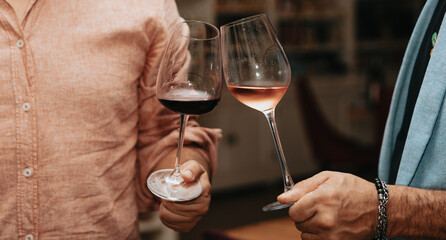 Red wine by the glass at a tasting of white, rosé and red wines that celebrates friendship and joy...