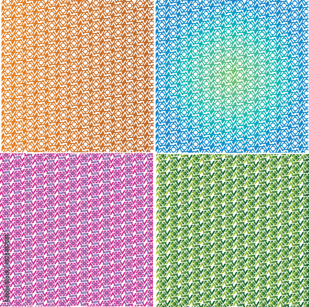 Poster set of trendy star type seamless repeat pattern