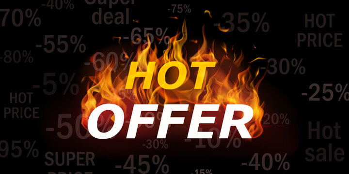 Hot sale offer illustration with burning letters
