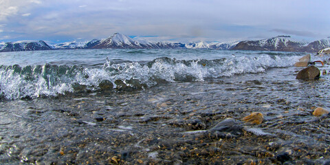 Sea Waves, Billefjord, Arctic, Spitsbergen, Svalbard, Norway, Europe