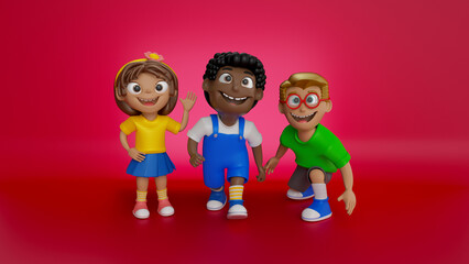 Isolated 3d illustration of happy child playing for children's day composition