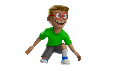 Isolated 3d illustration of happy child playing for children's day composition