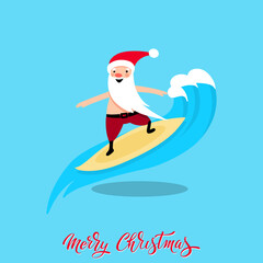 Santa Claus for Christmas and New Year. Santa on the sea. Cheerful hand drawn santa. Vector illustration