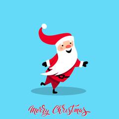Santa Claus for Christmas and New Year. Cheerful hand drawn santa. Vector illustration