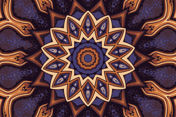 Seamless pattern ethnic boho art mandala doodle vector background
