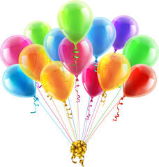 Birthday or party balloons and bow