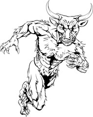 Minotaur bull sports mascot running