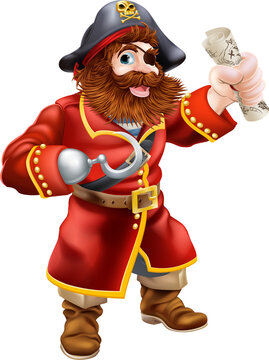 Cartoon pirate with treasure map