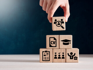 HRM, recruitment, job search and headhunting concept.