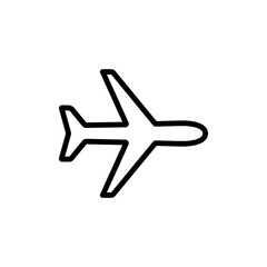 Airplane outline icon vector png isolated on white background