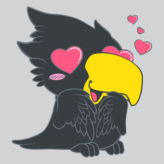 cute little crow vector illustration