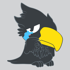 cute little crow vector illustration