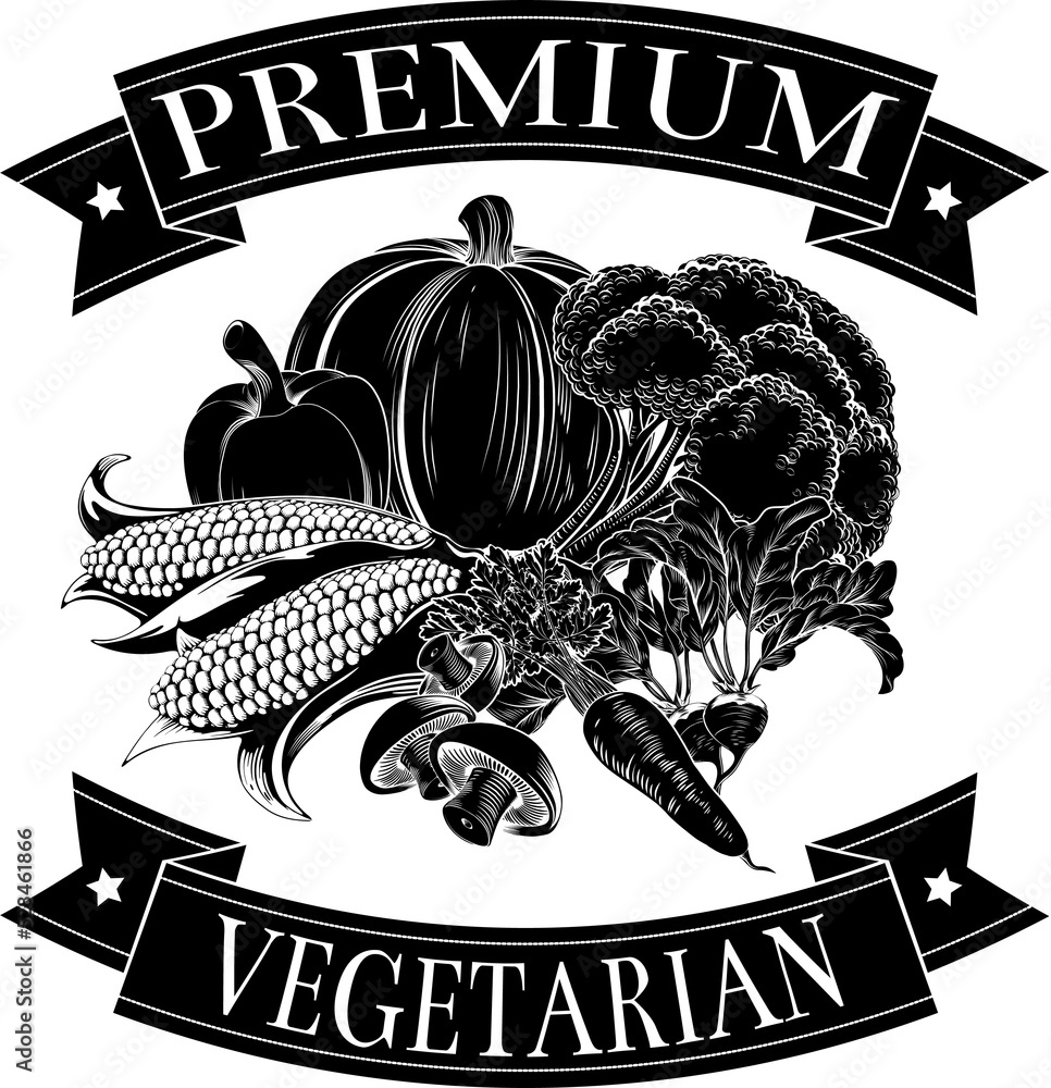 Poster Premium vegetarian food label