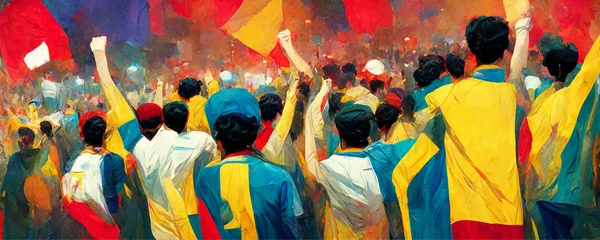 Fotobehang Cheering Football Fans Qatar World-cup 2022 © daniil