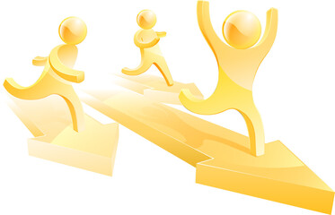 Gold people running race