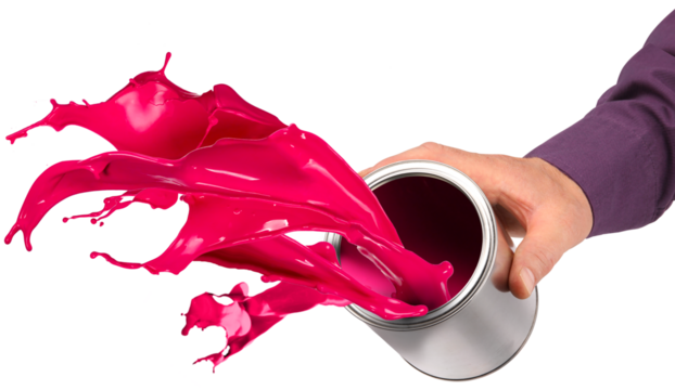 Hand throwing paint from can