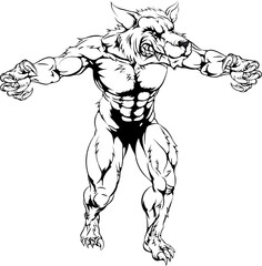 Werewolf wolf scary sports mascot