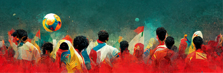 Qatar 2022, word cup, banner, football - obrazy, fototapety, plakaty