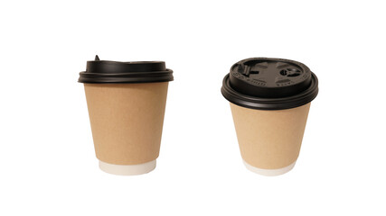 Brown Paper Coffee Cups with Plastic Lids