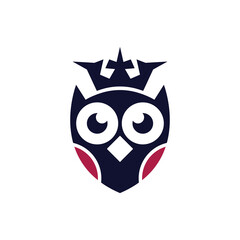 Attractive color owl king logo icon design template. vector isolated white background logo design.
