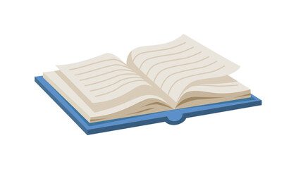 Schoolbook or manual with open pages, isolated journal in hardcover. Leisure or reading hobby, education and self development learning new discipline. Vector in flat style