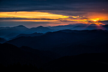Sunrise over the Low Tatras seen from the Mount Krizna, Great Fatra (Velka Fatra), Carpathians, Slovakia.