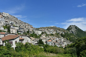 Fototapeta na wymiar Panoramic view of Castelgrande, a rural village village in the province of Potenza, Italy.
