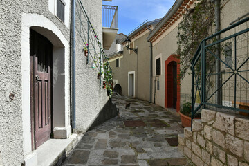 Fototapeta na wymiar A narrow street in Castelgrande, a rural village in the province of Avellino in Campania, Italy.