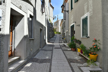 Fototapeta na wymiar A narrow street in Castelgrande, a rural village in the province of Potenza in Basilicata, Italy.
