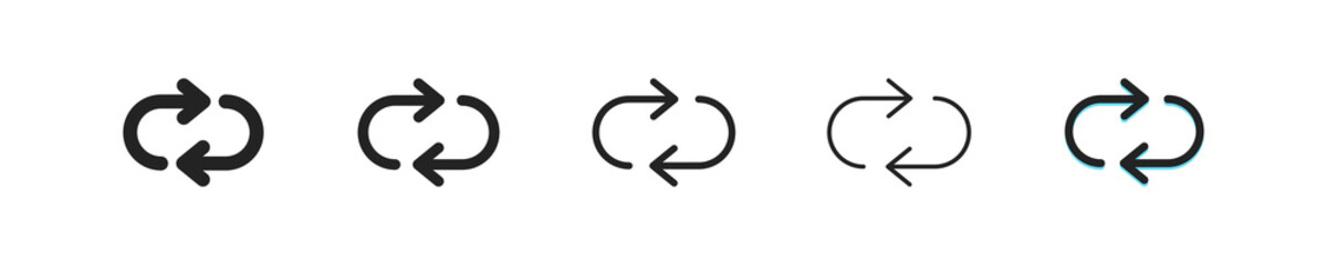 Repeat icon. Repeating vector symbol. Simple return outline icons. Refresh icons set. Rerun button web icon. EPS10