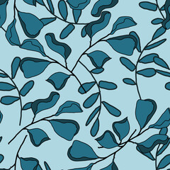 Seamless pattern with leaves. Hand drawing.