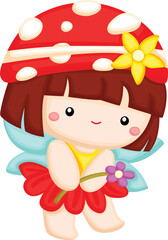 a vector of a cute forest fairy
