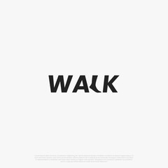 walking word with foot icon as letter L logo design creative concept
