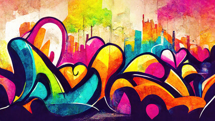 Colorful abstract graffiti wallpaper background texture - obrazy, fototapety, plakaty