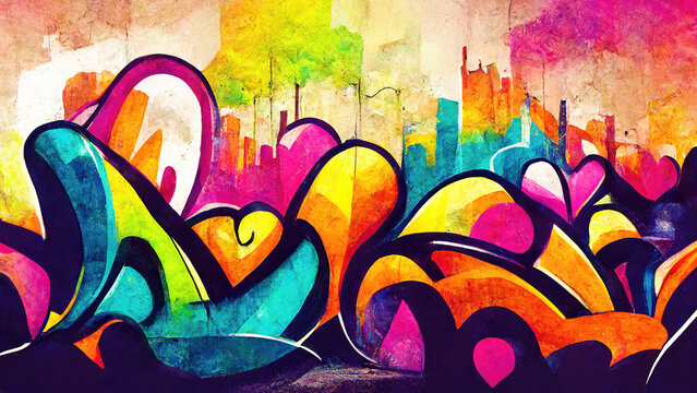 Fototapeta Colorful abstract graffiti wallpaper background texture