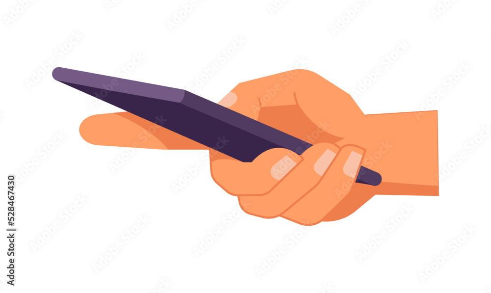 Aufkleber hand holding smartphone. vector icon of people hold smartphone or using touch gestures for mobile ph