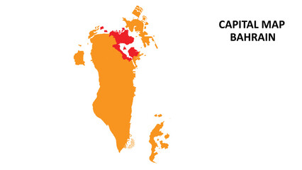 Capital State and regions map highlighted on Bahrain map.