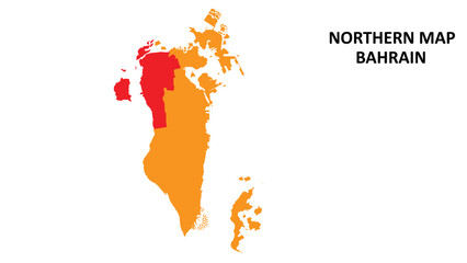Northern State and regions map highlighted on Bahrain map.