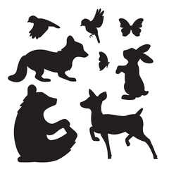 Silhouette of forest animals, vector illustration